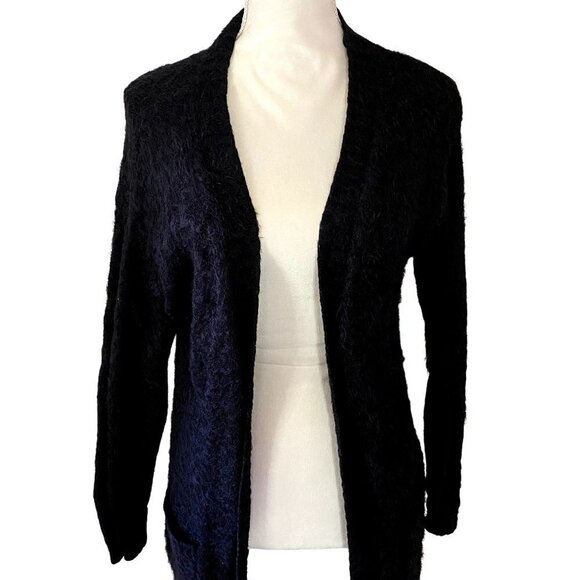 Love Tree | Fuzzy Cardigan Sweater | Dark Blue | Size: Small - Picture 2 of 11